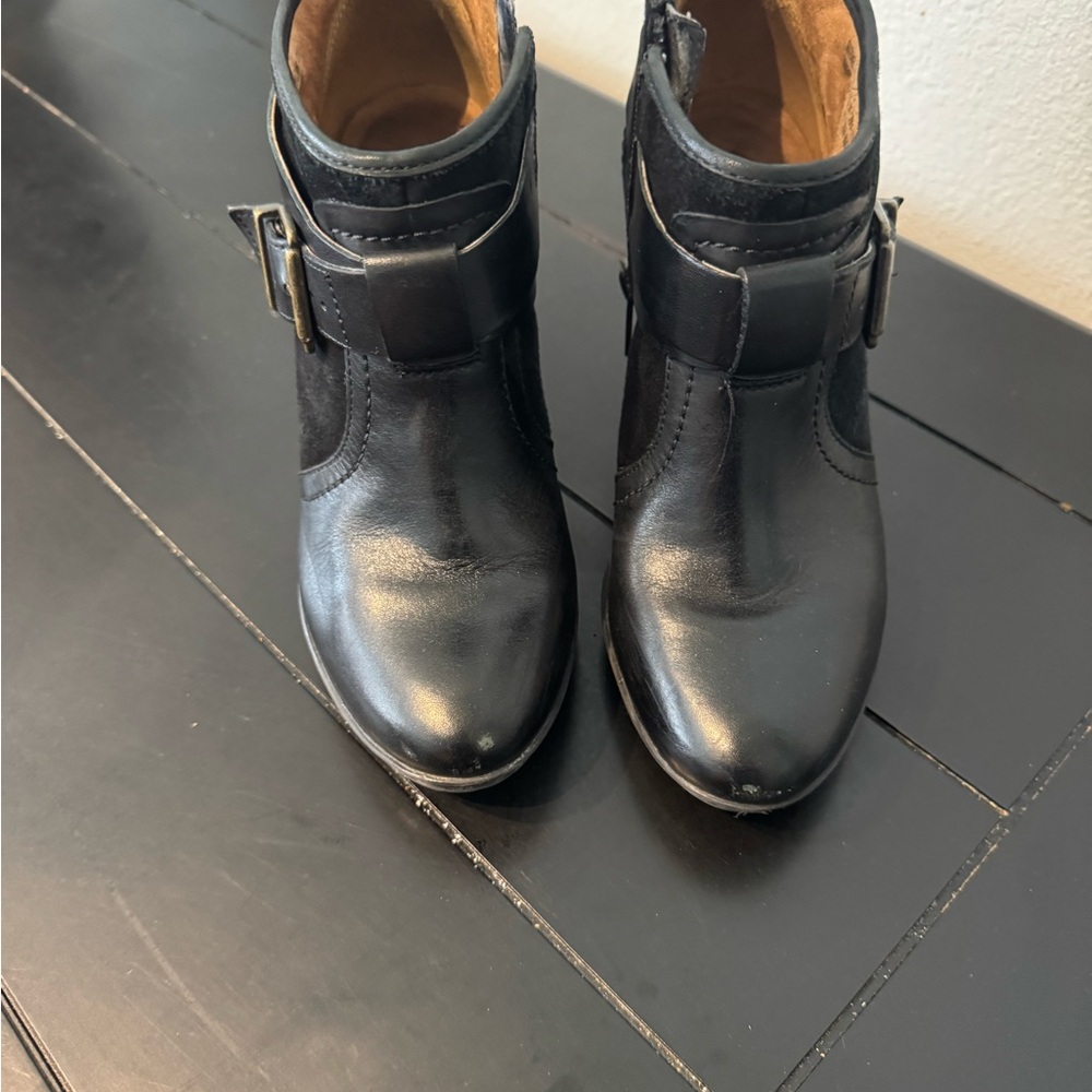 Clarks Black Ankle Boots with Buckle